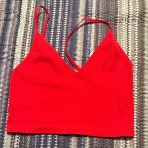 New Red V-Neck Crop Top Tank